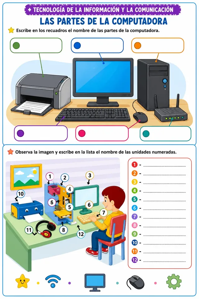 Página del material: Las partes de la computadora