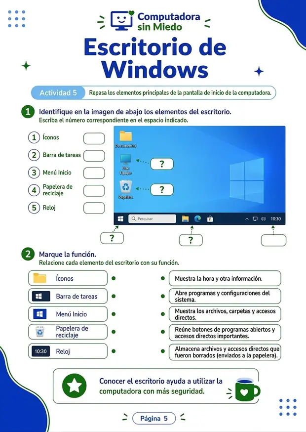 Página del material: Actividad: escritorio de Windows